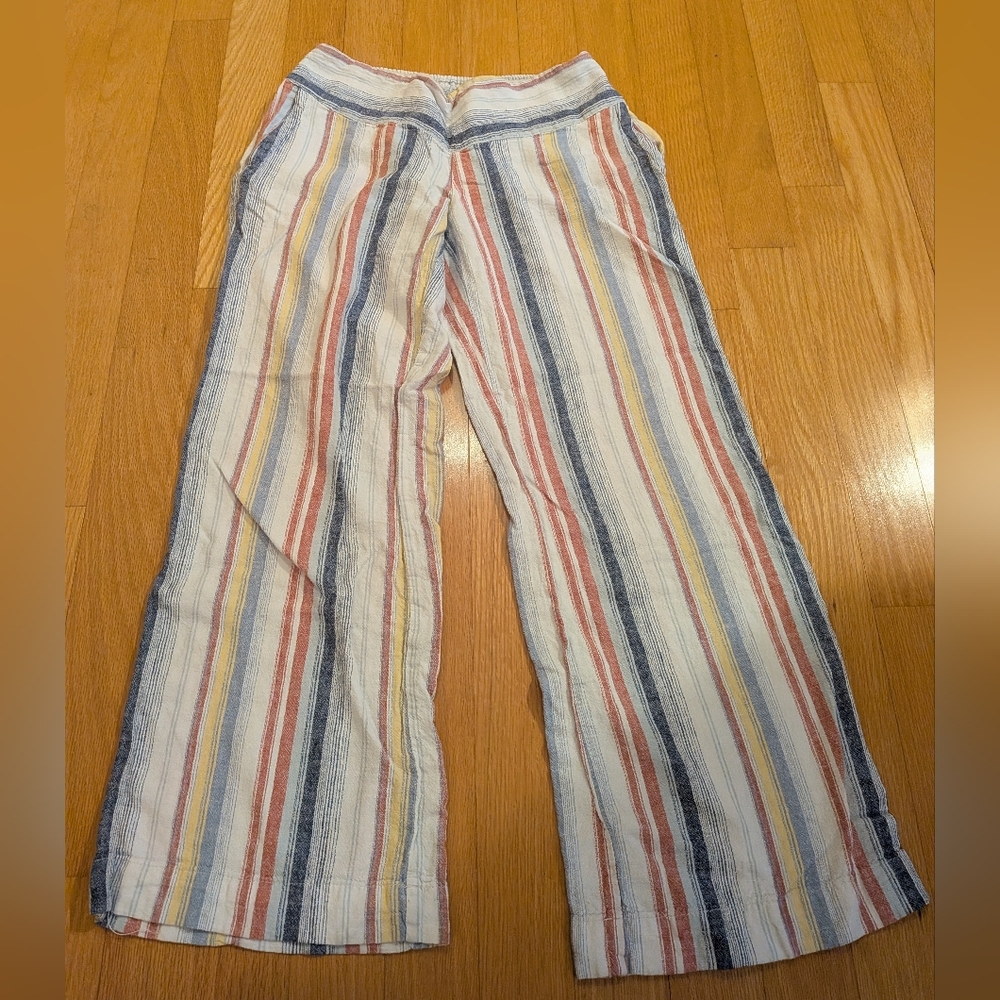 Striped Multicolor Linen Blend Pants